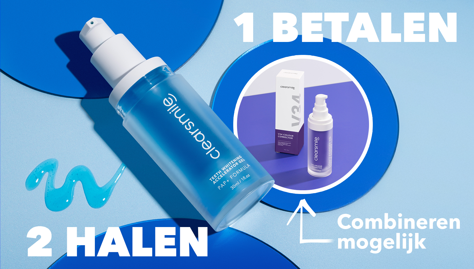 Clearsmile actiebanner 1 betalen, 2 halen