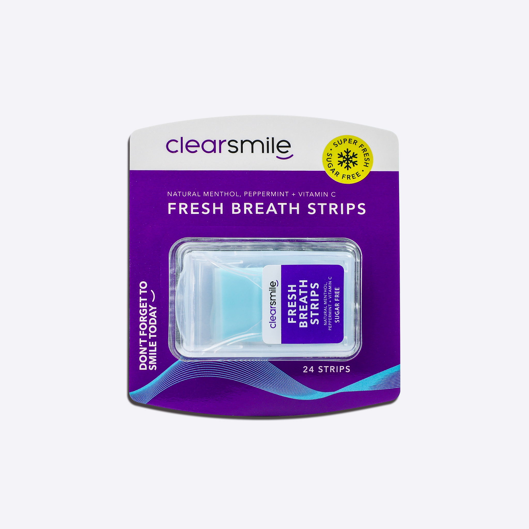 Clearsmile Fresh Breath Strips in paarse verpakking